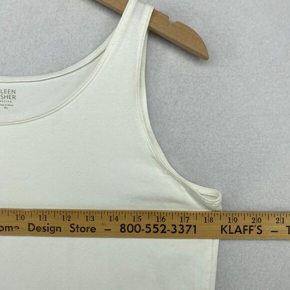 EILEEN FISHER Tank Top PL Stretch Organic Cotton Jersey Scoop Neck Shell White - Picture 9 of 12